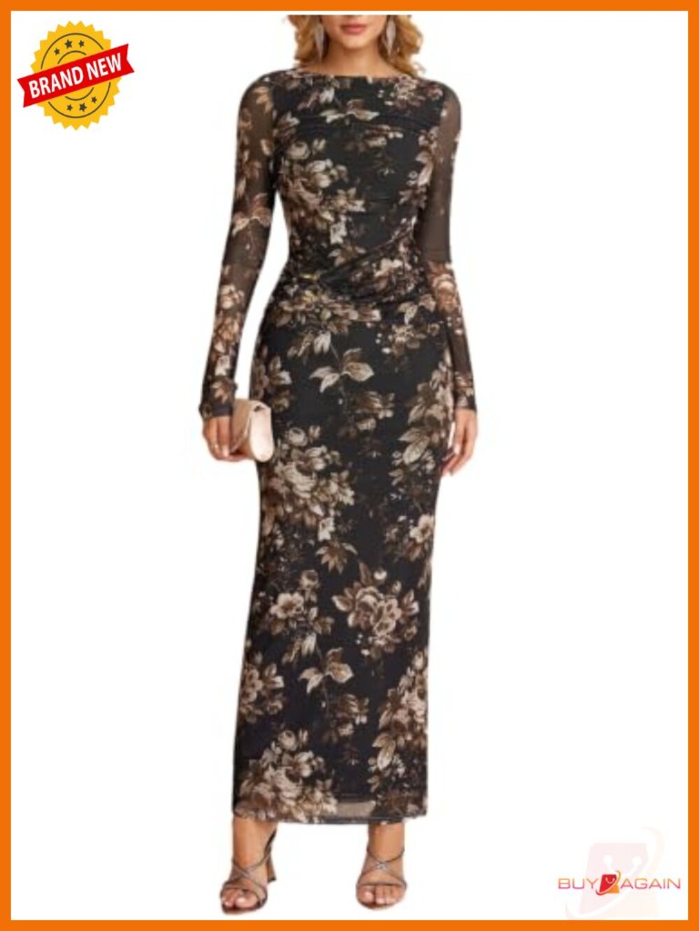 Long Sleeve Floral Maxi Dress Bodycon Formal Wedding Guest Cocktail